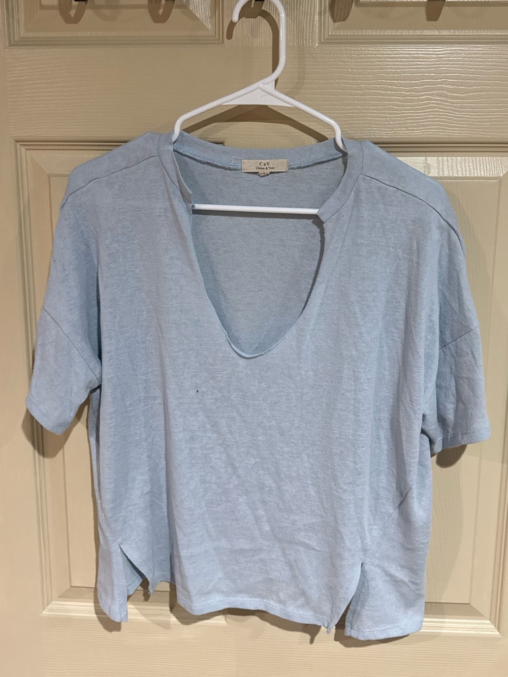 Chelsea & Violet Pale Blue V Neck Short Sleeve Tee